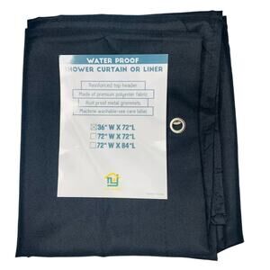 N&Y Home Water Proof Solid Black Shower Curtain or Liner, 36" W x 72" L